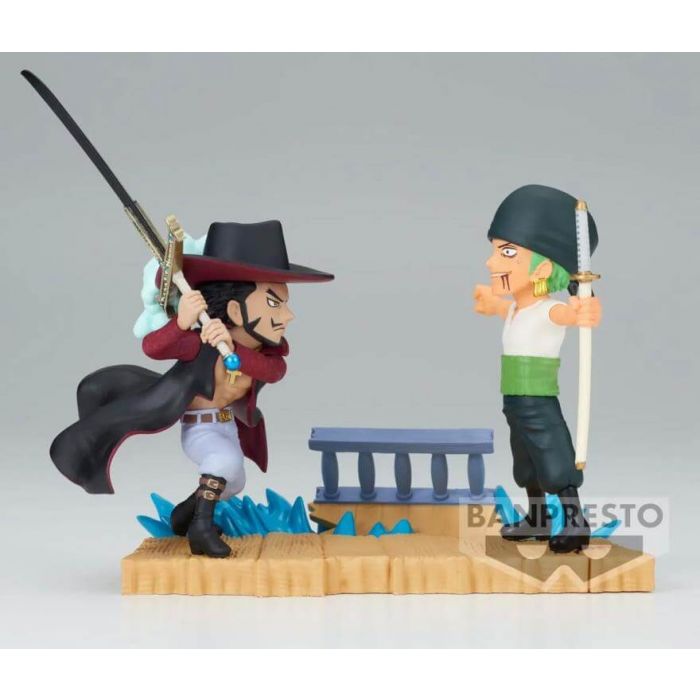 ONE PIECE Zoro VS Dracule Mihawk World Collectable Figure Log Stories figure BANPRESTO